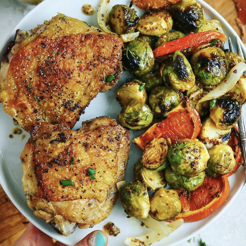 Roasted Chicken Thighs and Brussel Sprouts